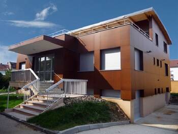 Оформление фасада дома коричневого цвета в современном стиле