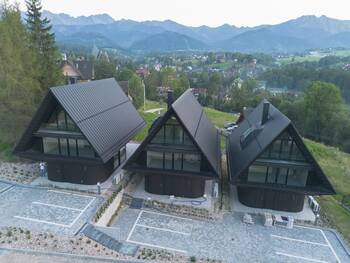Дизайн дома черного цвета с щипцами