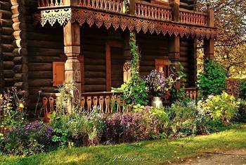Отделка дома коричневого цвета в деревенском стиле