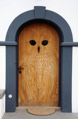 Деревянная дверь-сова