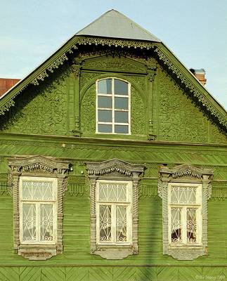 Внешняя отделка зеленого цвета в деревенском стиле