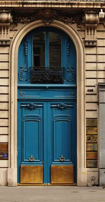 Фото фасада синего цвета в ампир стиле