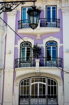 Отделка фасада дома фиолетового цвета в модерна стиле