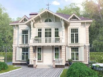 Вариант дома белого цвета в классическом стиле