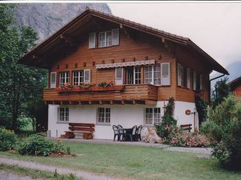 Оформление фасада дома пестрого цвета в шале стиле