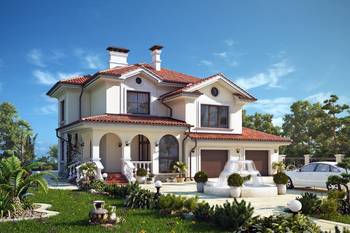 Дом белого цвета в средиземноморском стиле