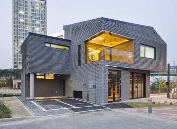 Дизайн фасада частного дома черного цвета в современном стиле