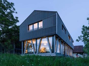 Дизайн дома серого цвета в барнхаус стиле