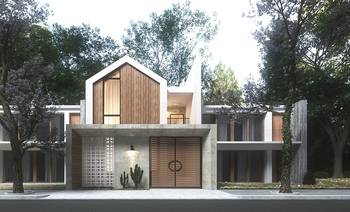 Оформление фасада дома коричневого цвета в современном стиле