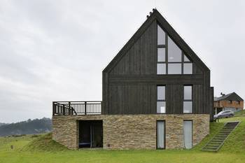 Пример отделки фасада дома черного цвета в современном стиле