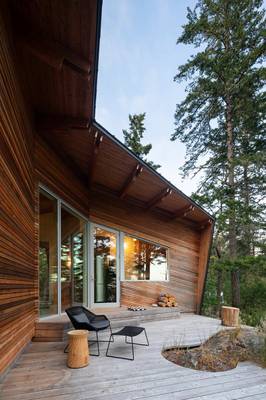 Дизайн дома коричневого цвета с радиусными элементам