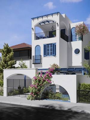 Фотография частного дома белого цвета в авторского стиле