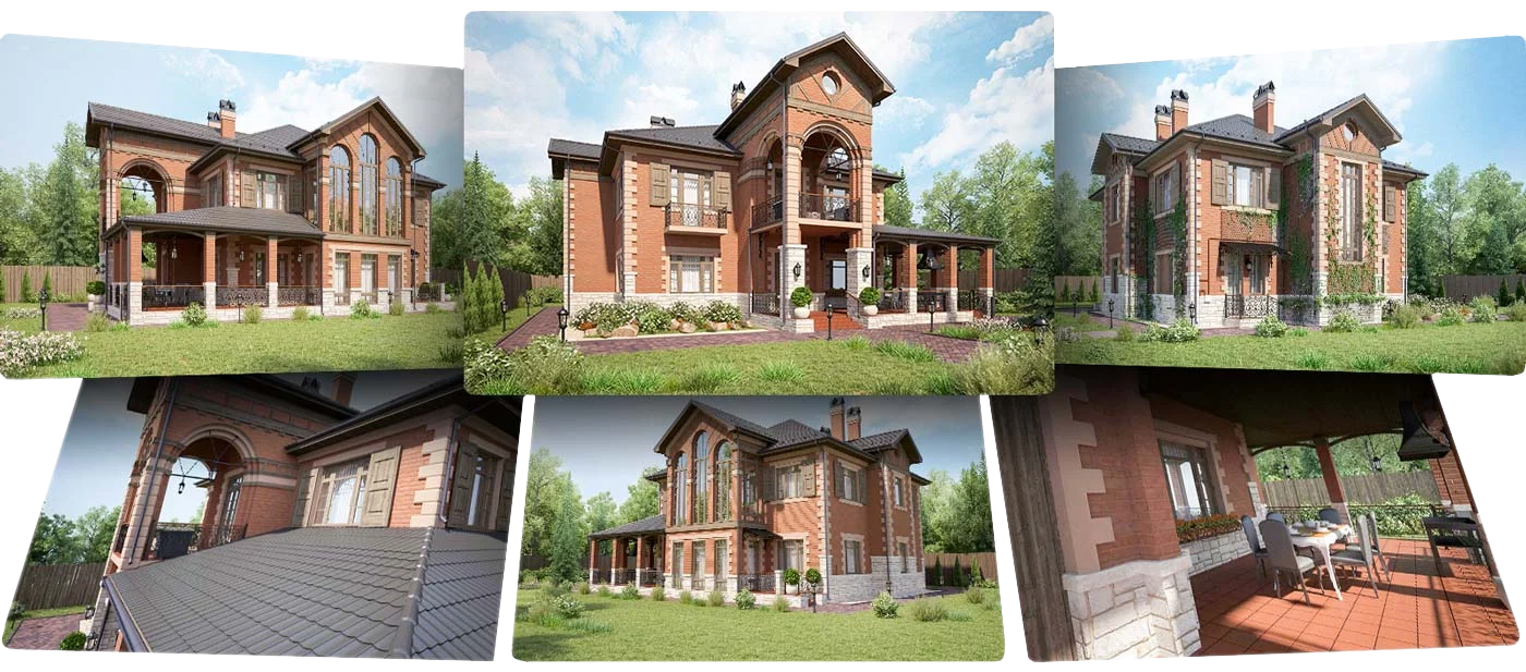 3D-визуализация дома с различных ракурсов