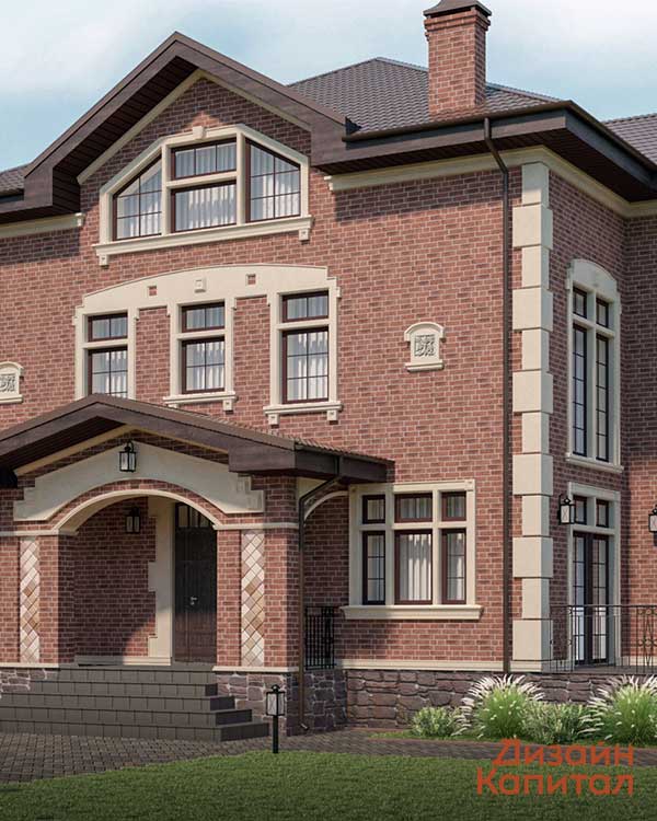 Дизайн фасада брусового дома