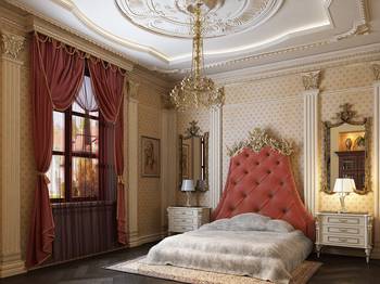 Красивый дизайн спальни в стиле ампир.