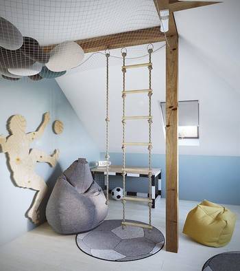 Фото детской комнаты в коттедже в скандинавском стиле.