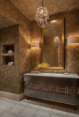 Красивый дизайн ванной комнаты в стиле ардеко.