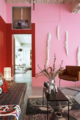 Фото интерьера розового цвета.