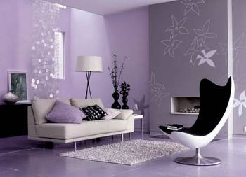 Фото интерьера фиолетового цвета в коттедже.
