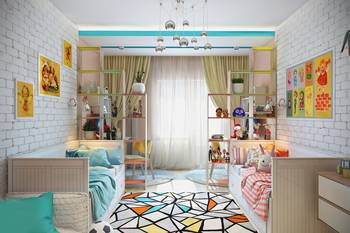 Красивый интерьер детской комнаты в доме в авторском стиле.