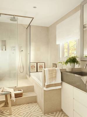 Дизайн ванной комнаты в коттедже в скандинавском стиле.