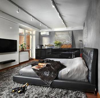 Красивый интерьер спальни частного дома  в современном стиле.